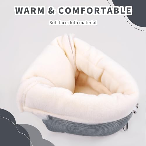 Medium Winter Warm Bird House and Bird Bed for Cage with Soft Plush Hanging Hammock & Hut Tent, Hideaway Sleeping Nest for Budgies, Parakeets