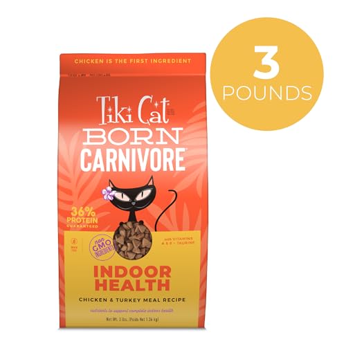 Tiki Cat Born Carnivore Indoor Health Non-GMO, Chicken and Turkey Meal Recipe 3 lbs.