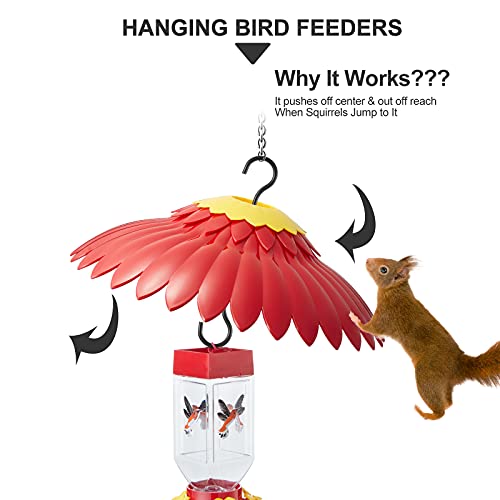 Beserie Squirrel Baffle Hummingbird Feeder Shade Cover Dome Shield Hang from Bird Feeders for Outdoors Squirrel Proof Protect Feed Red Yellow Attract