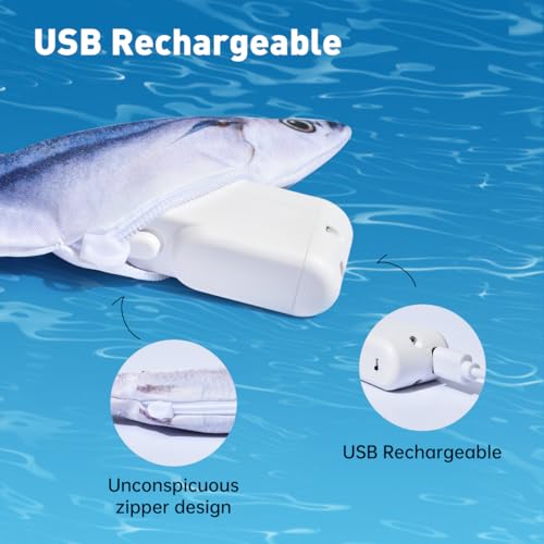 Petgravity Bite-Sized Realistic Flopping Fish Cat Toys, 3 Pack, Interactive Cat Toys for All Breeds, Tap-Activated 3 Flapping Mode