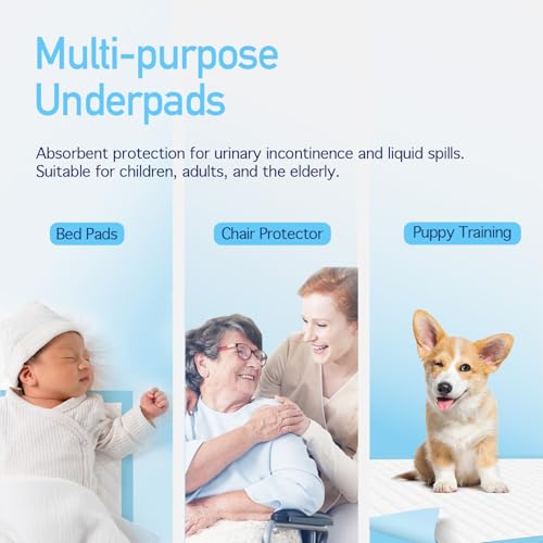 Dynarex Disposable UnderPad, 17" x 24", 22g, 100 Count, Medical-Grade Incontinence Bed Pad to Protect Sheet, Mattresses, and Furniture