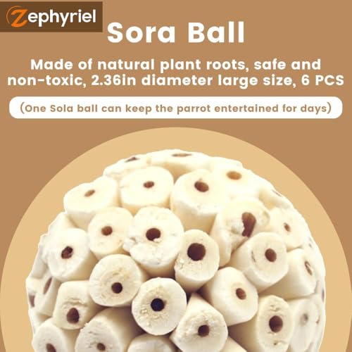 Bird Toys Sola Balls 2.36'' - 6PCS, Bird Foraging Toy, Soft Sola Atta Ball, Parrot Chew Shred Toy for Sharpening Claws and Beaks for Cockatiel