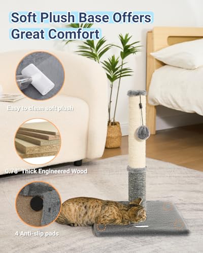Happi N Pets Cat Scratching Post, Cat Scratcher for Indoor Cats, Sisal Scratching Post & Carpet Post in One, Stable Kitten Scratching Post with