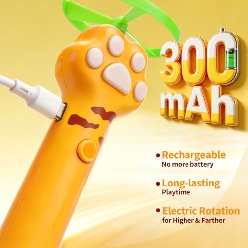 BABORUI Cat Toy Disc Launcher, Rechargeable Interactive Cat Fetch Toy Launcher with 8 Flying Discs, Flying Enrichment Toys for Indoor Bored Kittens