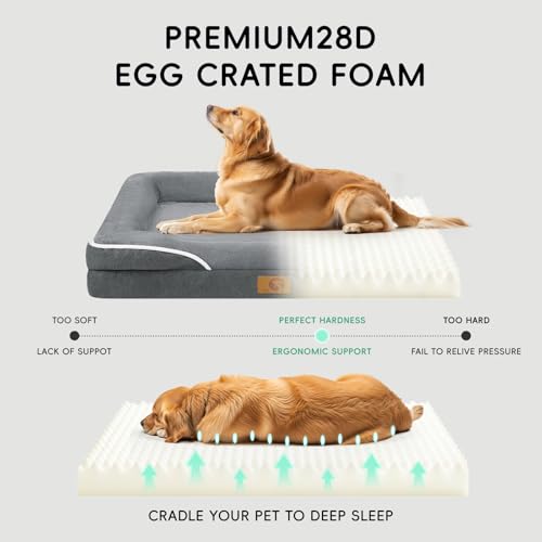 Homemate Dog Bed Large Sized Dog: 42x30 inch Orthopedic Large Dogs Bed XL Outdoor Pet Cat Bed Sofa Supplies with Toy Dogs Crate Pad Couch with