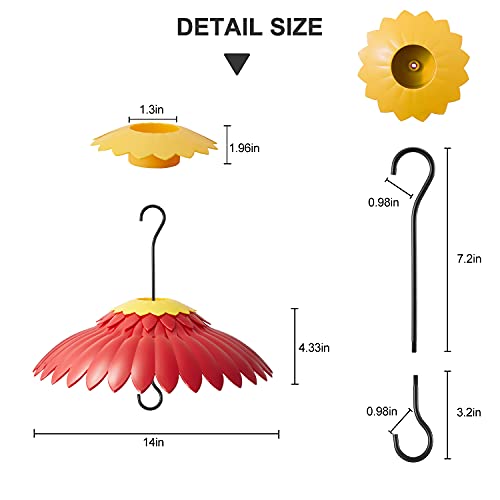 Beserie Squirrel Baffle Hummingbird Feeder Shade Cover Dome Shield Hang from Bird Feeders for Outdoors Squirrel Proof Protect Feed Red Yellow Attract