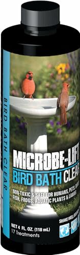 Microbe-Lift Bird Bath Clear Two-in-One Water Cleaner – 4 Oz – Safe for Birds, Fish & Frogs – Cleans Outdoor Birdbaths & Fountains – Natural Formula