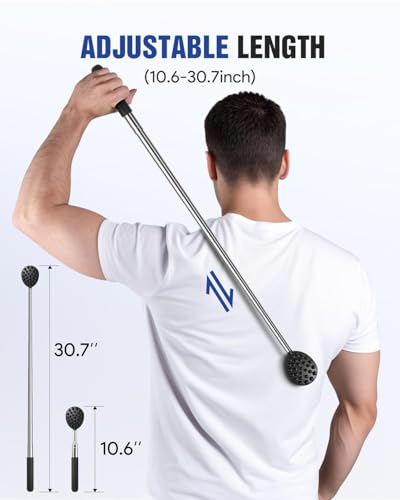 Gelibo Telescoping Large Back Scratcher with 5 Detachable Heads,Rubber Handles Gifts for Him, Gifts for Men, Extendable Back Massager Tool with