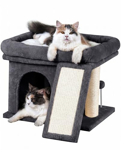 Aechonow Cat Tree for Large Cats, 14Inch Cat Tree Tower with Scratching Post, 20x16.5Inch Perch Bed for Adult Senior Cats, Removable Washable Mat
