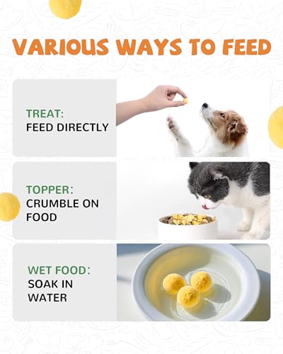 PAWUP Freeze Dried Quail Egg Yolk Pet Treats, Freeze-Dried Pet Food for Dogs, Cats, Pure Fresh Ingredient, 4.2 oz, Rawhide Free, Gluten&Grain Free