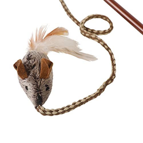 OurPet's Play-N-Squeak Teathered & Feathered Play Wand Cat Toy, for All Breed Sizes