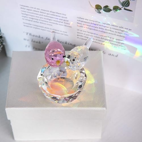 HDCRYSTALGIFTS 3.3'' Crystal Bird Figurine Collectible Art Glass Animal Figurines Table Home Decor Paperweight Valentine’s Day for Women