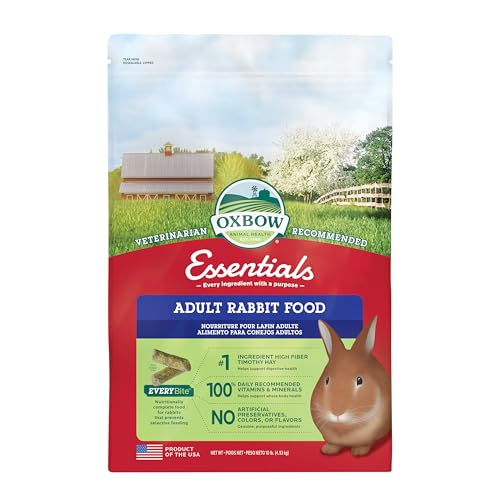 Oxbow Essentials Rabbit Food, Adult, Made with Oxbow Timothy Hay for Rabbit, Pet Pellets with Vitamins & Minerals, Small Animal Pet Products, Bunny