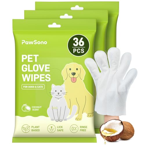 36PCS Hypoallergenic Pet Glove Wipes for Dogs & Cats - Quick Clean & Deodorizing Between Baths & Travel | Dog Washing Wipes for Fur, Butt, Paws, Eyes