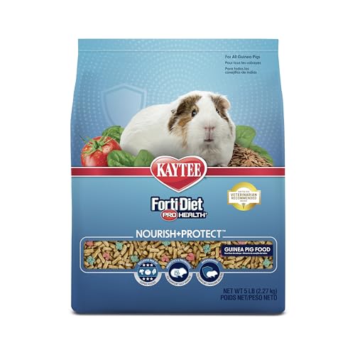 Kaytee Forti-Diet Pro Health Nourish+Protect Guinea Pig Food, Comprehensive Nutrition Backed by Science, Digestive Health, Immune Support, 5 pounds
