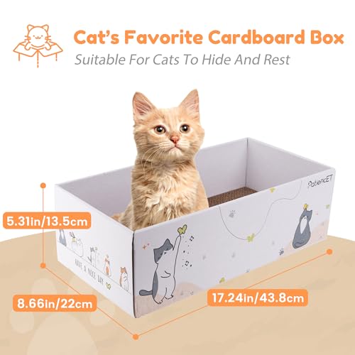 PatiencET Cat Scratch Pad with Box, 4 Pack Cardboard Cat Scratcher Lounge Bed for Indoor Cats, Reversible Corrugated Scratching Board Refill with