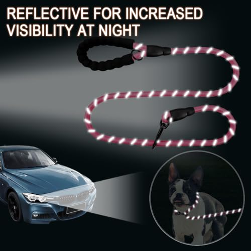 BARKBAY Dog Leashes for Large Dogs Heavy Duty Dog Leash 4/5/6 FT with Comfortable Padded Handle and Highly Reflective Threads for Medium Large Dogs