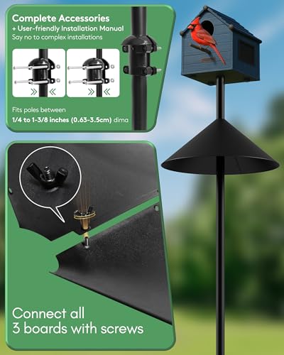 19 Inch Metal Squirrel Baffle for Bird Feeder Pole, Outdoor Squirrel Proof Bird Feeders, Bird House Guard for Shepherd’s Hook, Rust Chew Proof Heavy