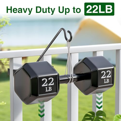 12-Inch Deck Bird Feeder Hanger for Railing, Outdoor Decor Plant Hanger, Balcony Railing Hook - 22LB Capacity - for Hanging Plants, Bird Feeders