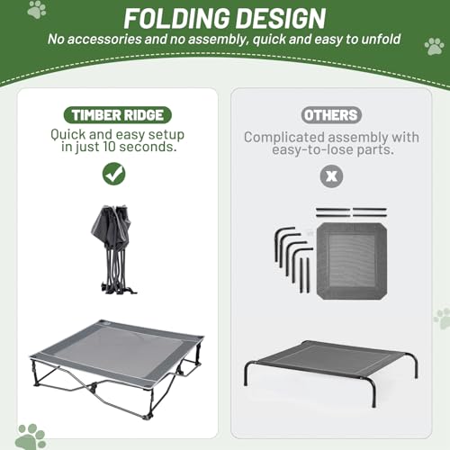 TIMBER RIDGE Outdoor Dog Bed, Cooling Elevated Pet Bed Portable Raised Dog Bed with Breathable Mesh, Dog Bed Foldable Dog Cot for Indoor & Outside