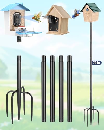 Smart Bird Feeder Pole Stand, 79 Inch Heavy Duty Bird House Pole for Outdoors Adjustable Mounting Pole for Smart Bird Feeder with 1 Inch Dia Bird
