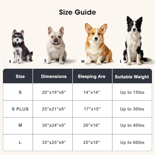 GASUR Dog Beds Small Medium Size, Small Dog Bed Washable, Orthopedic Pet Sofa Bed, Pet Cuddler Anti-Slip Bottom, Soft Calming Sleeping Warming Puppy