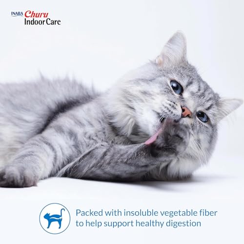 INABA Churu for Cats, Functional, Creamy Lickable Purée Cat Treat for Indoor Care and Hairball Control, 0.5 Ounces Each, 24 Tubes (4 per Pack), 2