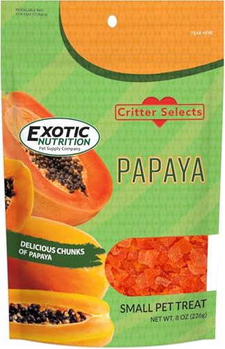 Exotic Nutrition Papaya Treat 1/2 LB - Healthy Natural Dried Fruit Treat - Rabbit, Guinea Pig, Hamster, Gerbil, Rat, Parrot, Sugar Glider, Squirrel