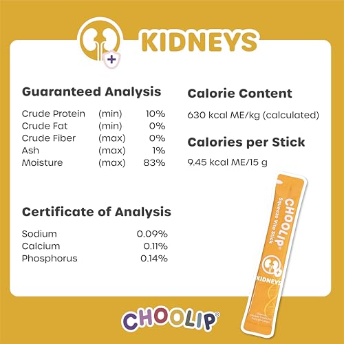 Choolip Squeeze Vita Stick Lickable Cat and Dog Treats, 7-Count Kidney Support, Tuna and Pollack with Pumpkin, Blueberry and Omega-3, Grain-Free