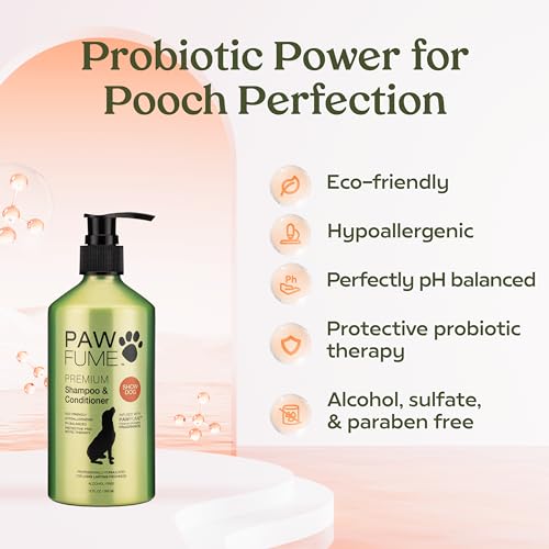 PAWFUME Deshedding Dog Shampoo and Conditioner, Show Dog, 1-Pack – Nourish & Detangle for Silky Soft Coat – Probiotic, Deep-Cleaning, pH-Balanced