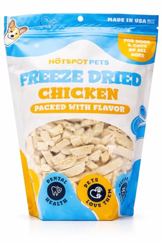 hotspot pets Freeze Dried Chicken Treats for Cats & Dogs -1LB Big Bag- USA Made- Healthy Single Ingredient-Resealable Bag, All Natural Grain-Free