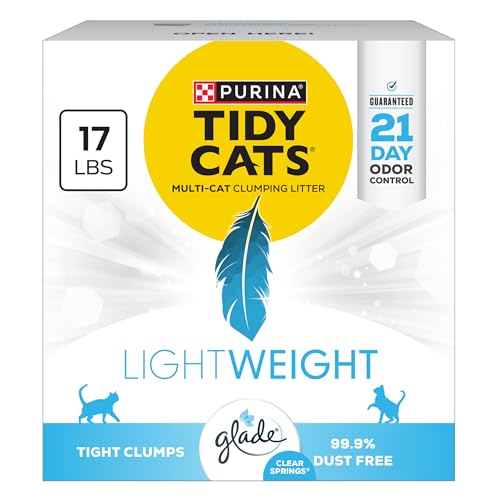Purina Tidy Cats LightWeight With Glade Clear Springs Multi-Cat, Clumping, Low Dust, Scented Cat litter - 17 lb. Box