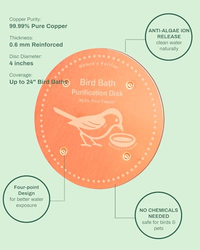 Bird Bath Purification Disk Pure Copper Outside Winter Solar Power Birdbath Heater Deicer Cage Hanging Bowl Metal Warmer Deck Railing Glass Concrete