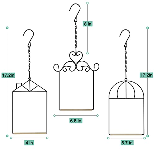 3PK Metal Frame Hummingbird Swings and Perches with Wooden Dowel Black Bird Swing Outdoor Bird Perch Humming Bird Swing