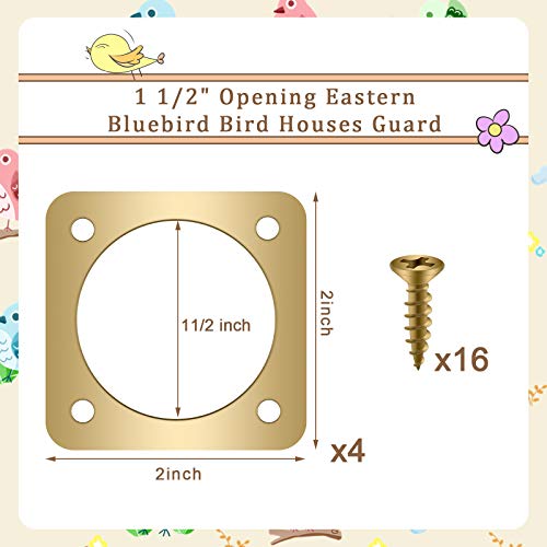 Metal Bird House Guard with Copper Portal Bird House Hole Protector Guard Replacement for Eastern Bluebird Houses Boxes 1 1/2 Inch Opening(8 Pieces)
