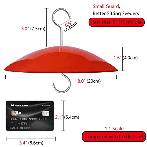 8" Mini Weather Guard for Bird Feeder - Small Protective Dome Cover Against Rain/Snow/Sun - Red Dia. 20CM