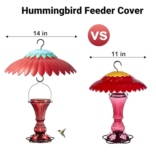 Bird Feeder Weather Guard Dome Cover Red Rain Shade for Hummingbird Feeders Built-in Moat Proof, Easy to Install 11inch