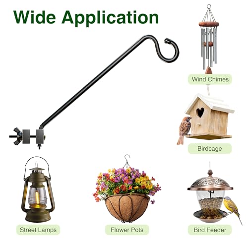 12-Inch Deck Bird Feeder Hanger for Railing, Outdoor Decor Plant Hanger, Balcony Railing Hook - 22LB Capacity - for Hanging Plants, Bird Feeders