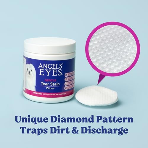 Angel's Eyes Gentle Tear Stain Wipes for Dogs and Cats - 100 Ct - Presoaked Textured (AEGTSW100)