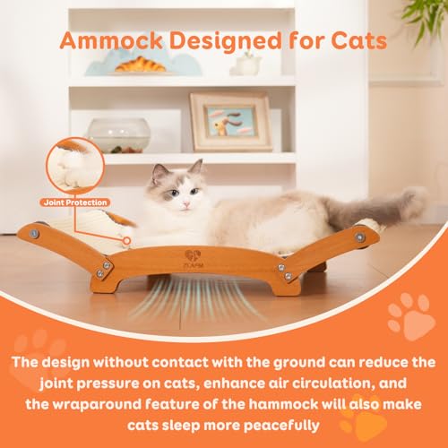 Extra-Larger Sisal Cat Scratcher Bed, Durable Cat Scratching Post with Hammock for Indoor Cats Lounger & Sleep & Scratch, Natural Sisal Cat Scratch