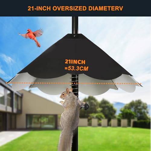 Oversized 21 Inch Metal Squirrel Baffle, Chew-Proof Weatherproof Squirrel Guard for Bird Feeder Pole and 4x4 Post, Outdoor Hanging Squirrel Proof