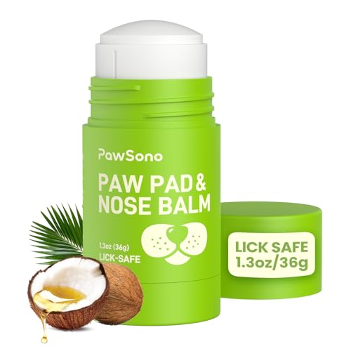 PawSono Lick-Safe Dog Paw & Nose Balm with Coconut Oil | All-Natural Moisturizer & Soother for Dry, Cracked Pads & Snout | Heat & Cold Pavement