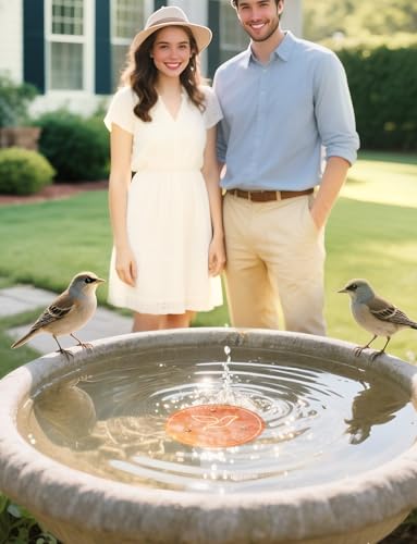 2-Pack Bird Bath Copper Disk, 0.6mm Thick 99.9% Pure Copper Cleaning Disk with Triple-Point Support, Safe Nature’s Purifier Clean Water All Season