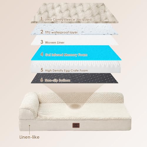 EHEYCIGA Memory Foam Dog Bed Large Size Dogs, Orthopedic Dog Bed Large with Washable Removable Cover, Waterproof Pet Sofa Couch with Nonskid Bottom