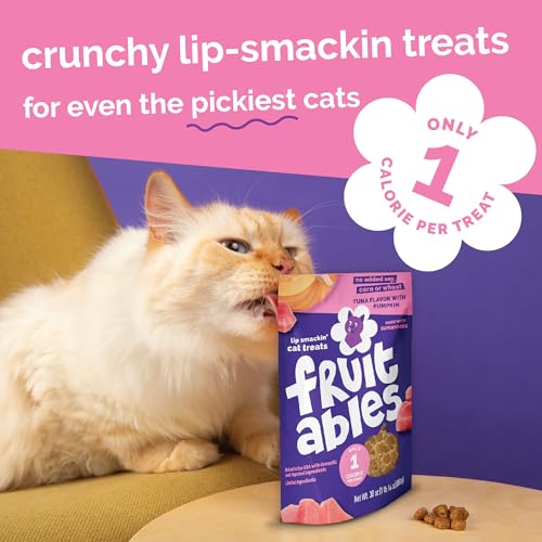 Fruitables Cat Treats - Crunchy Treats for Cats - Healthy Low Calories Packed with Protein - Free of Wheat, Corn and Soy - Made with Real Salmon