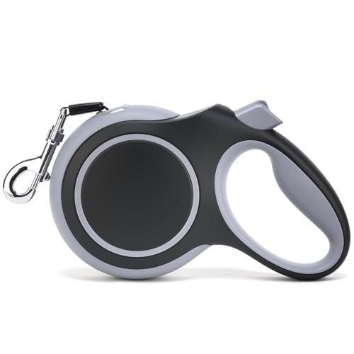 26Ft Retractable Dog Leash, Heavy Duty Great Leash for Dog up to 110 lbs, Anti-Slip Rubberized Handle, One-Handed Brake, Strong Nylon Tape, Tangle Free (Large, Black)
