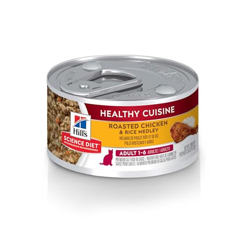 Hill's Science Diet Adult 1-6 Healthy Cuisine Wet Cat Food, Roasted Chicken & Rice Medley in Gravy, 2.8 oz. Cans, 24-Pack