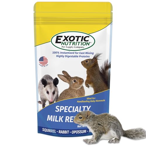 Milk Replacer - Healthy Powdered Formula Ideal for Baby Squirrels, Rabbits, Opossums, Raccoons | 100% Instantized for Mixing Digestible Proteins