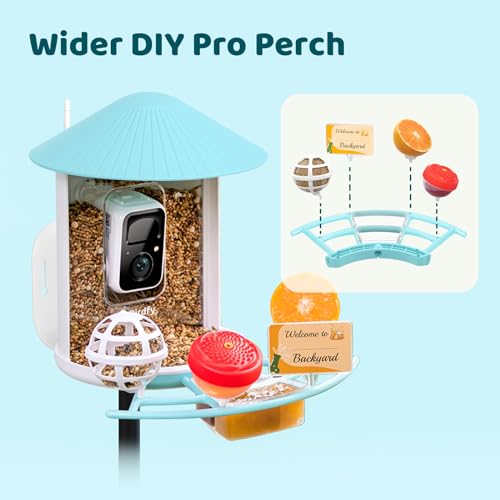 NETVUE by Birdfy Pro Perch - Wider Extension Perch to DIY Add-ons Including Suet Ball, Mini Hummingbird Feeder, Fruit Holder, Jelly Feeder and