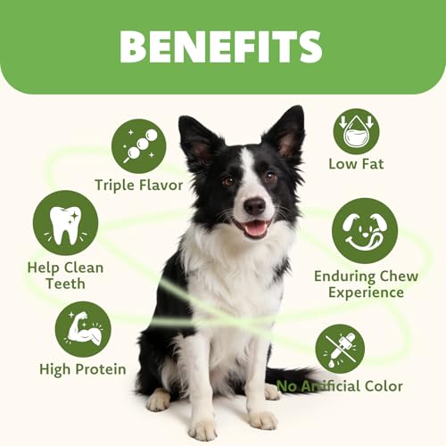 MON2SUN Dog Treats, Triple Flavor 6 Inch Chicken Liver Duck and Chicken Wrapped Rawhide Sticks, Teeth Cleaning Snacks for Medium Dogs, 17.6 oz (10